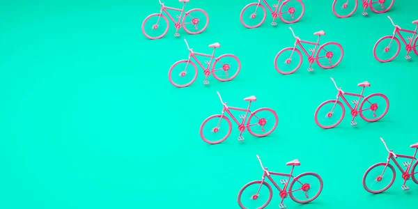 Розовый Узор Велосипедов Синем Фоне Пространством Копирования Рендеринг — стоковое фото