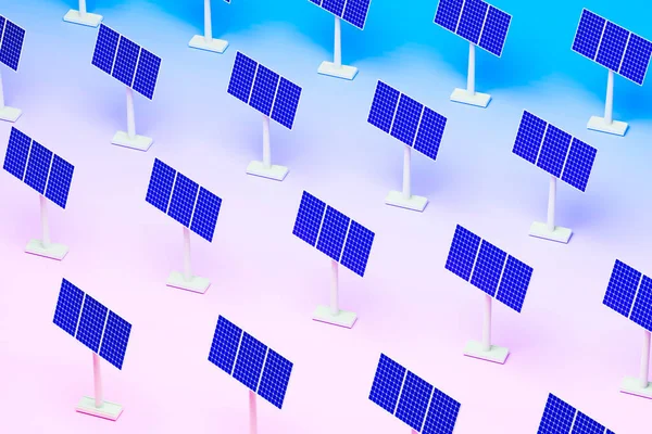 Wzór Paneli Słonecznych Tle Alternatywna Elektryczność Renderowanie — Zdjęcie stockowe
