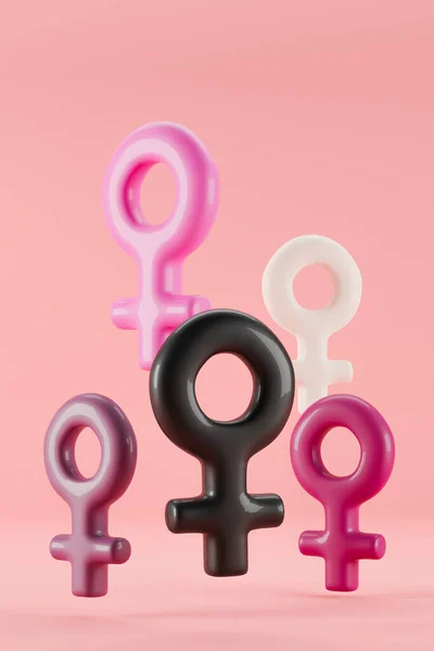 Ροζ Λευκά Και Μαύρα Σύμβολα Venus Γυναικεία Σημάδια Φεμινιστική Έννοια — Φωτογραφία Αρχείου