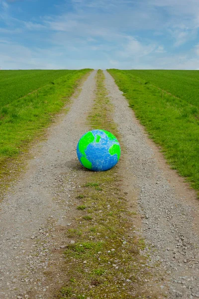 Planet Earth Eco Concept Nature Protection Surreal Image Planet Road — Stock Photo, Image
