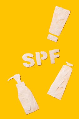 SPF güneş kremi - Sarı konsepte ultraviyole koruma. Boşluğu kopyala