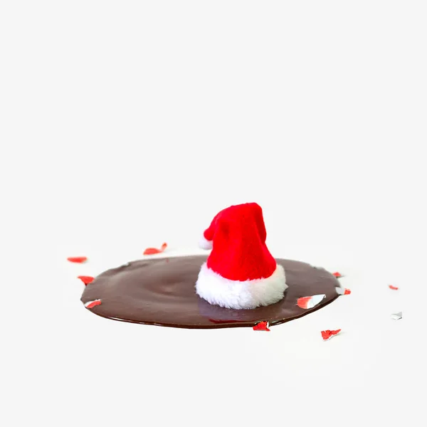 Conceito Criativo Natal Chocolate Derretido Santa — Fotografia de Stock