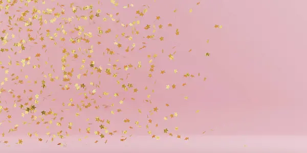 Confetti Forma Estrella Sobre Fondo Rosa Pastel Renderizado — Foto de Stock