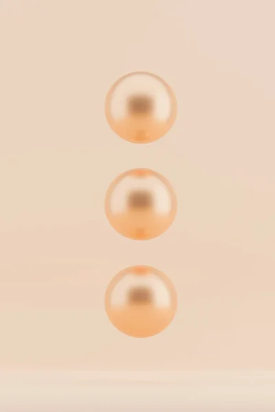 Minimalist metal spheres peach fuzz color of the year 2024 3d elements.