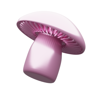 İzole edilmiş pembe havalanma mantarı, 3 boyutlu görüntüleme.