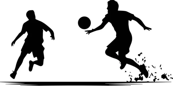 Astratto Silhouette Cartone Animato Uomini Che Praticano Sport Giocano Calcio — Vettoriale Stock