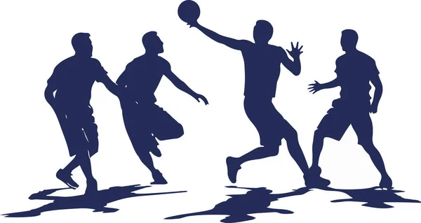 Abstraktní Kreslené Silueta Mužů Hrát Sport Hrají Fotbal — Stockový vektor