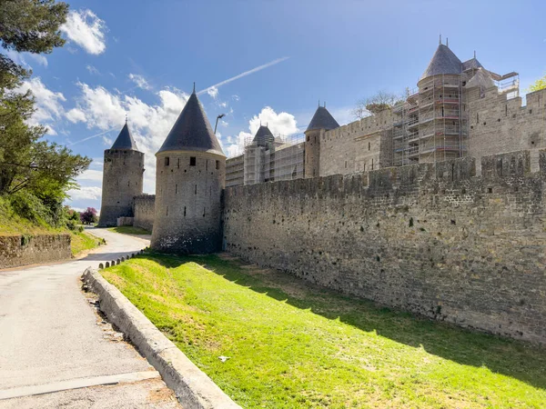 Den Unika Medeltida Fästningen Carcassonne Aude Frankrike Inskriven Unescos Lista — Stockfoto