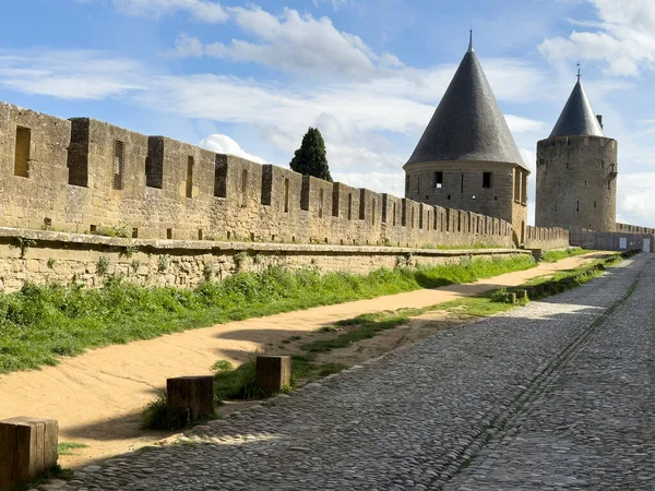 Unikalna Średniowieczna Twierdza Carcassonne Aude Francja Wpisana Listę Światowego Dziedzictwa — Zdjęcie stockowe