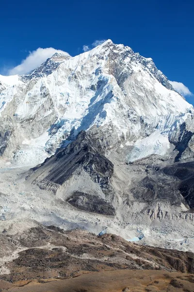 Panoramautsikt Över Mount Everest Och Nuptse Med Vackra Moln Himlen — Stockfoto