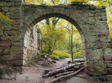 Picuv statek ruin near Mnichovo Hradiste, autumn in Czech Paradise, Czech Republic