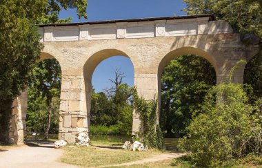Aqueduct in Lednice Castle Park, Lednice and Valtice area, South Moravia, Czech Republic
