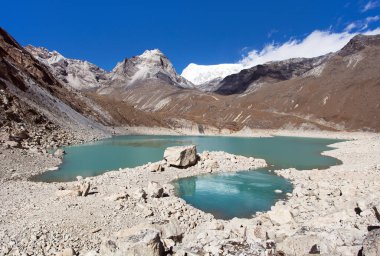 Tonak Tsho Gölü, Gokyo Vadisi, Cho Oyu ve Everest Merkez Kampı, Nepal Himalayaları Dağları 'nın üç geçidi.