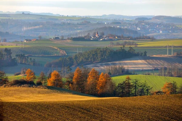Schöne Herbstlandschaft Aus Dem Böhmischen Und Mährischen Hochland Herbstlicher Blick — Stockfoto