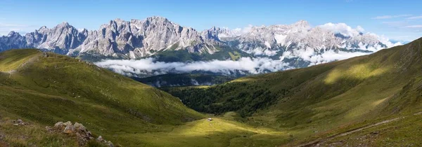 Panoramic View Sexten Dolomites Mountains Dolomiti Sesto Carnian Alps Mountains — Stockfoto