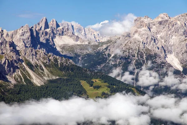 Panoramic View Sexten Dolomites Mountains Dolomiti Sesto Carnian Alps Mountains — Stock Photo, Image