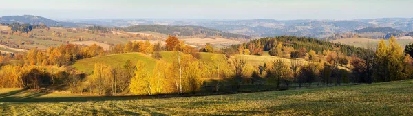 Höst Panorama Från Bohemiska Och Moraviska Höglandet Utsikt Från Konikov — Stockfoto