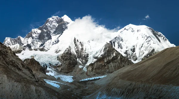 Vista Nocturna Del Monte Everest Lhotse Lhotse Shar Desde Valle —  Fotos de Stock