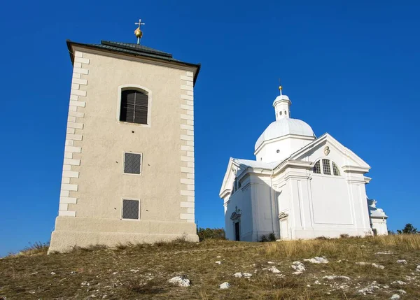 Holy Hill Svaty Kopecek Saint Sebastian Chapel View Mikulov Town — Stock Photo, Image
