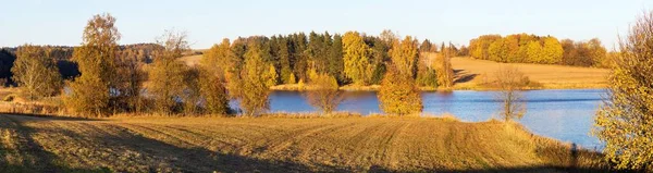 Autumn View Pond Reflection Colorful Autumn Forest Landscape Divka Pond — Stock Photo, Image