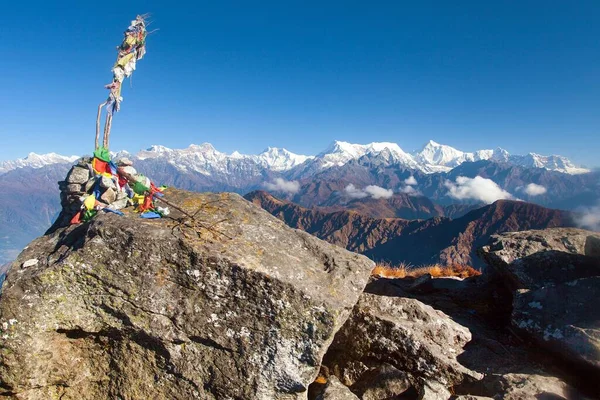 Panorama Grande Cordilheira Himalaia Com Monte Makalu Vista Das Montanhas — Fotografia de Stock