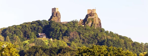 Ruínas Castelo Trosky Duas Torres Chamadas Pana Baba Czech Paradise — Fotografia de Stock