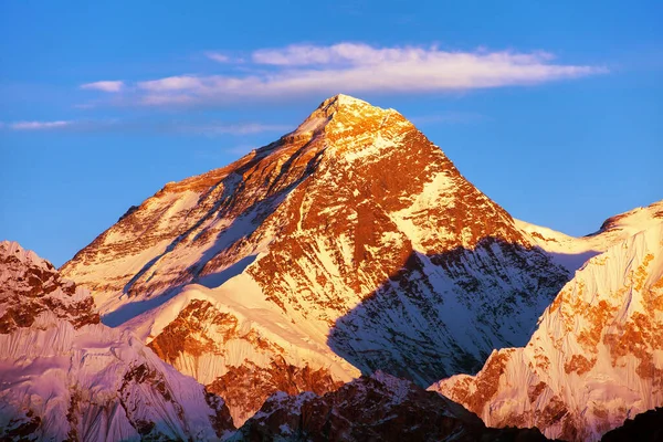Вечірній Панорамний Вид Гори Еверест Блакитним Небом Вершини Гокіо Еверест — стокове фото