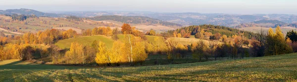 Höst Panorama Från Bohemiska Och Moraviska Höglandet Utsikt Från Konikov — Stockfoto