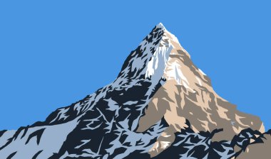 Himalayalar 'ın dağları, Everest Dağı' nın zirvesi, piramit şeklinde bir dağ tasviri