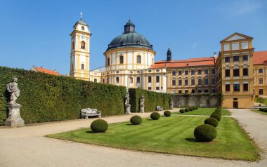Jaromerice nad Rokytnou barok ve 18. yüzyıldan kalma Rönesans kalesi, Güney Moravya, Çek Cumhuriyeti, Orta Avrupa 