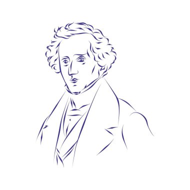 Besteci Felix Mendelssohn 'un vektör çizimi