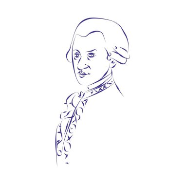 Besteci Wolfgang Amadeus Mozart 'ın vektör çizimi