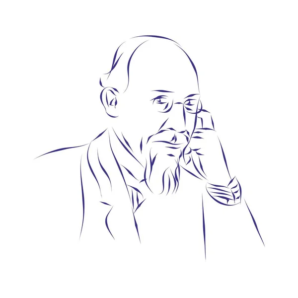 Vektorový Ilustrační Portrét Skladatele Erika Satieho — Stockový vektor