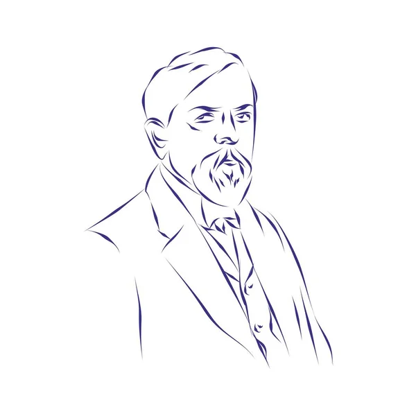 Vector Illustration Portrait Composer Claude Debussy — Stock Vector