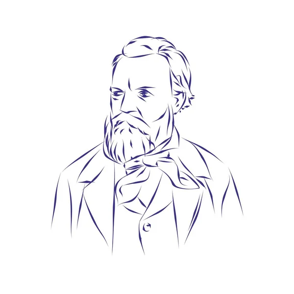 Vektorový Ilustrační Portrét Skladatele Antonína Dvořáka — Stockový vektor