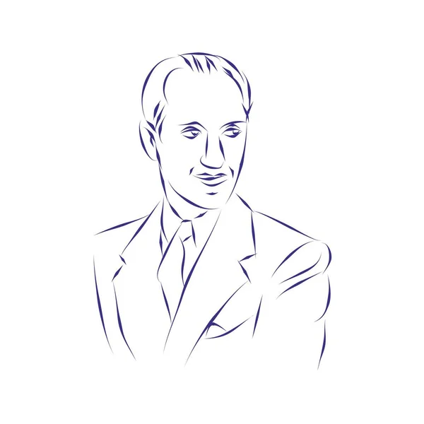 Vector Illustration Portrait Composer George Gershwin — Stock Vector