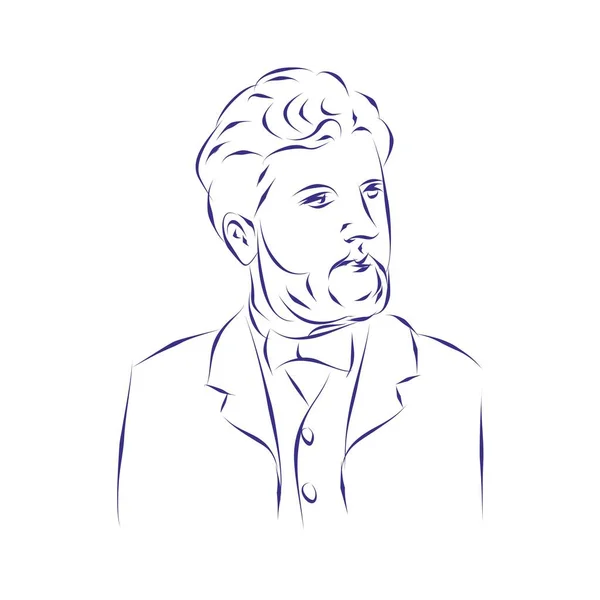Vector Illustration Portrait Composer Georges Bizet — Stock Vector