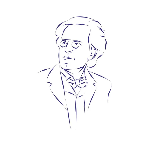 Retrato Ilustração Vetorial Compositor Gustav Mahler — Vetor de Stock