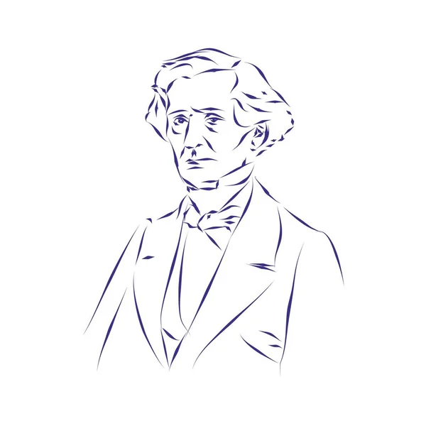 Vector Illustration Portrait Composer Hector Berlioz — Stock Vector