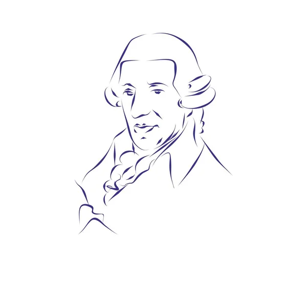 Potret Vektor Ilustrasi Dari Komposer Joseph Haydn - Stok Vektor