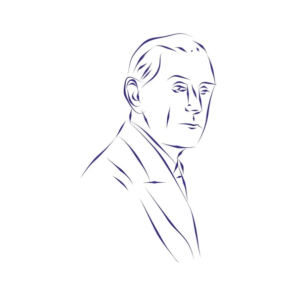 Illustration Vectorielle Portrait Compositeur Maurice Ravel — Image vectorielle