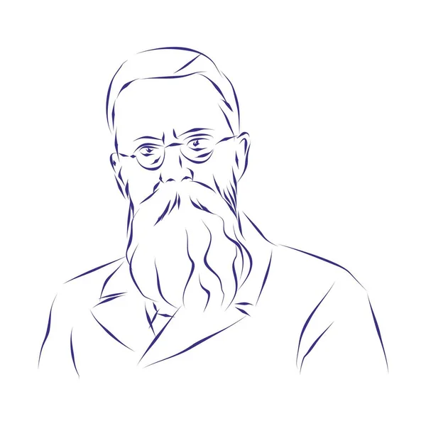 Vector Illustration Portrait Composer Nikolai Rimski Korsakov — Stock Vector
