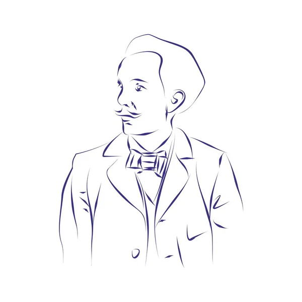 Векторный Иллюстрационный Портрет Композитора Рихарда Штрауса — стоковый вектор