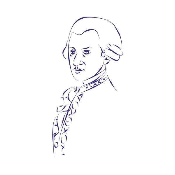 Vector Illustration Portrait Composer Wolfgang Amadeus Mozart — Stock Vector