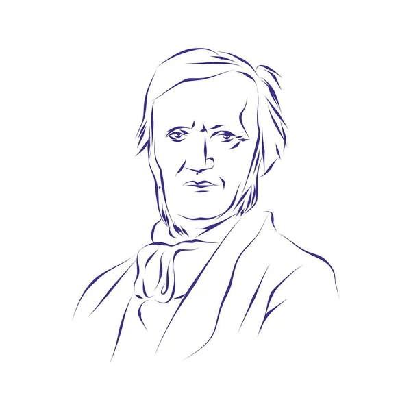 Vektorová Ilustrace Portrét Skladatele Richarda Wagnera — Stockový vektor