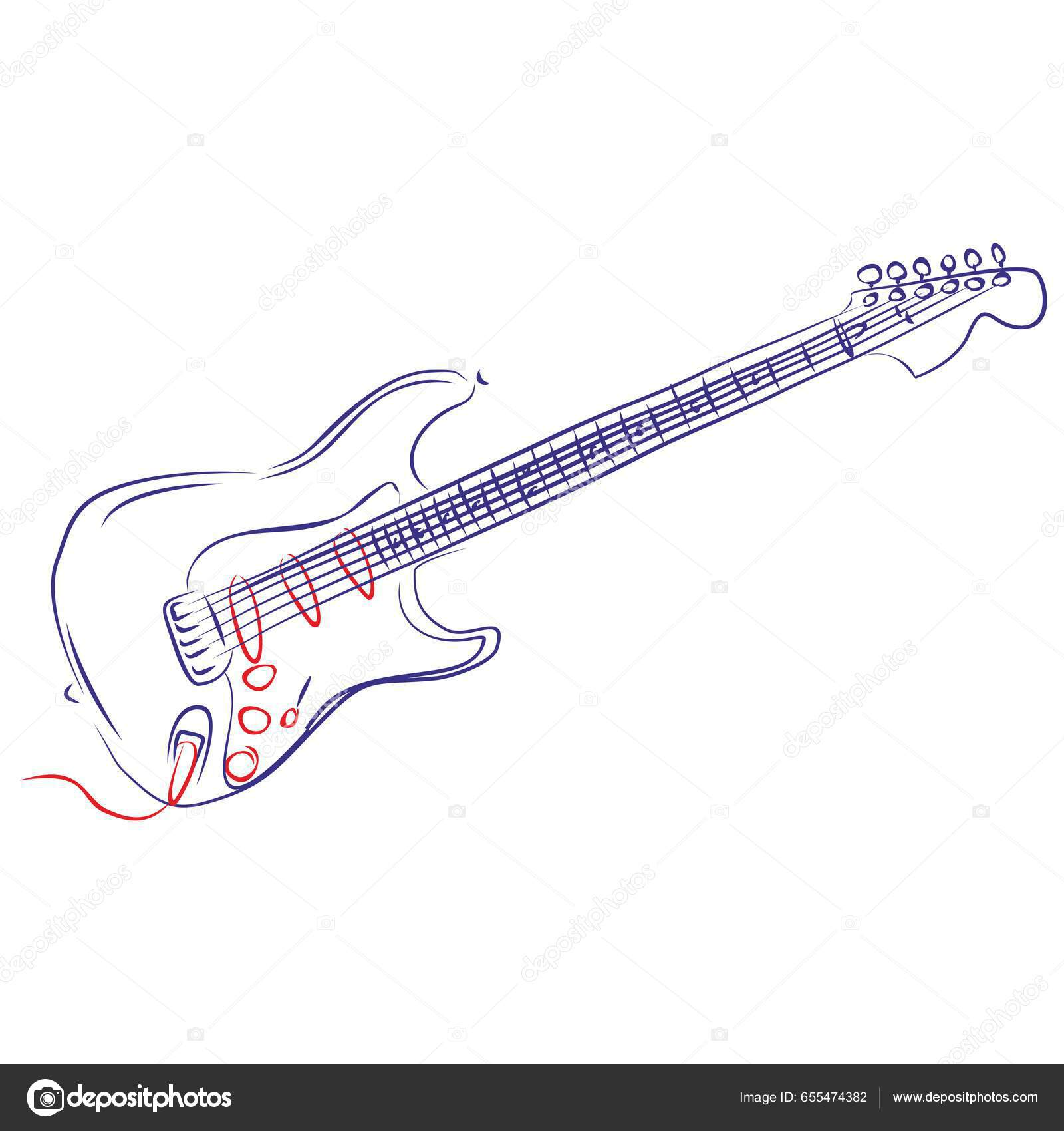 Kontinuerlig Linje Tegning Elektrisk Guitar Fremhæver Elektriske Dele  Håndtegnet Vektor Stock-vektor af ©pilgrimartworks 655474382