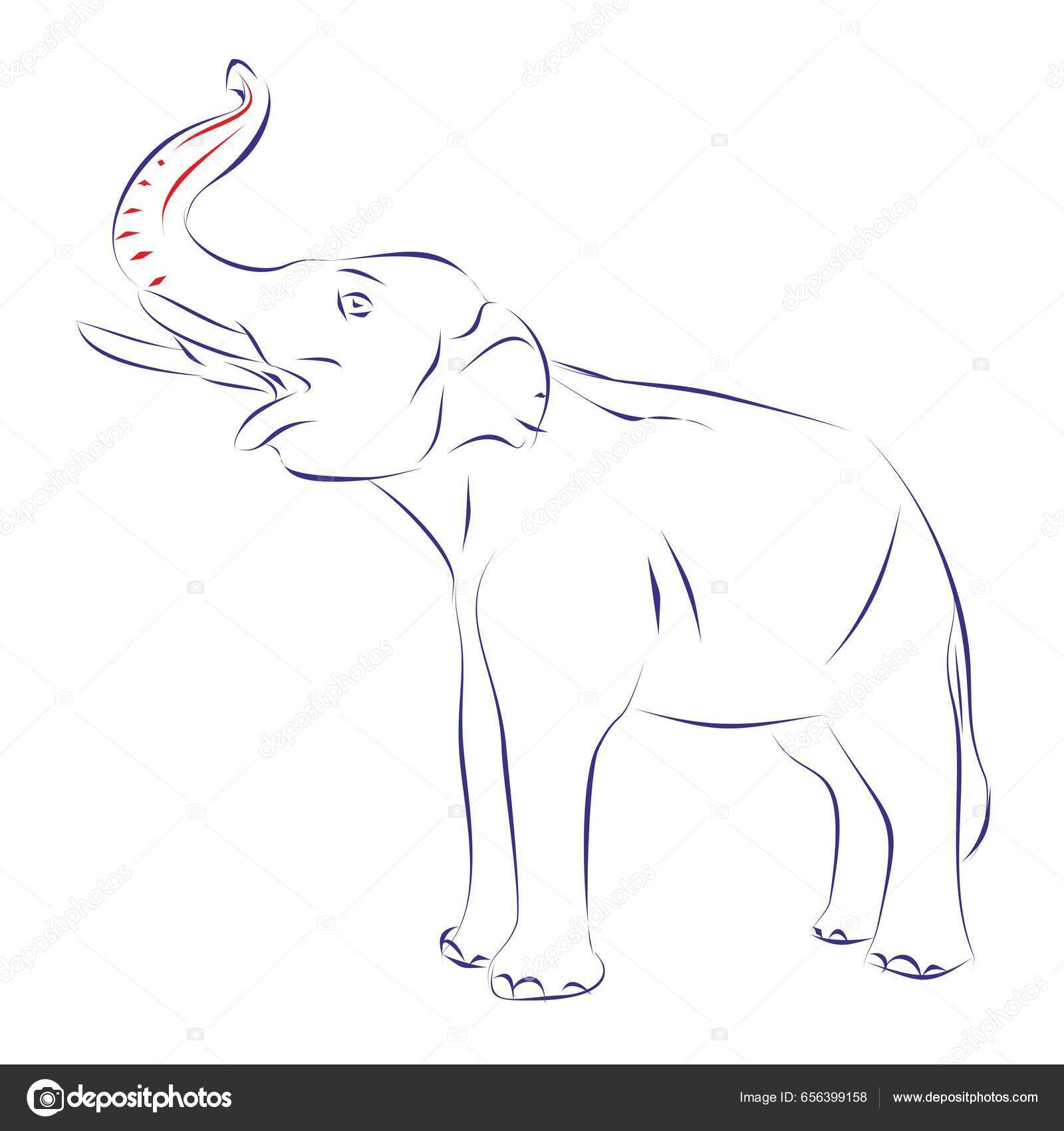 Kontinuerlig Tegning Vakker Elefant Håndtegnet Vektorillustrasjon  stockvektor © pilgrimartworks #656399158, image size:1600x1700