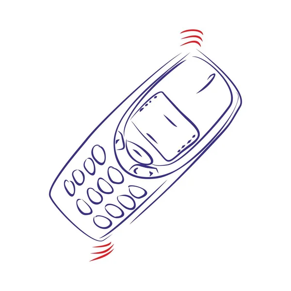 Desenho Linha Contínua Telefone Celular Clássico Desenho Mão Ilustração Vetorial — Vetor de Stock