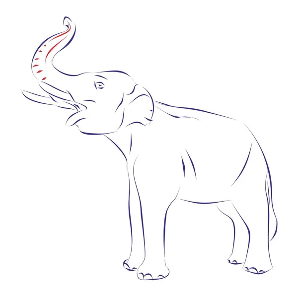 Kontinuerlig Ritning Vacker Elefant Handritad Vektorillustration — Stock vektor