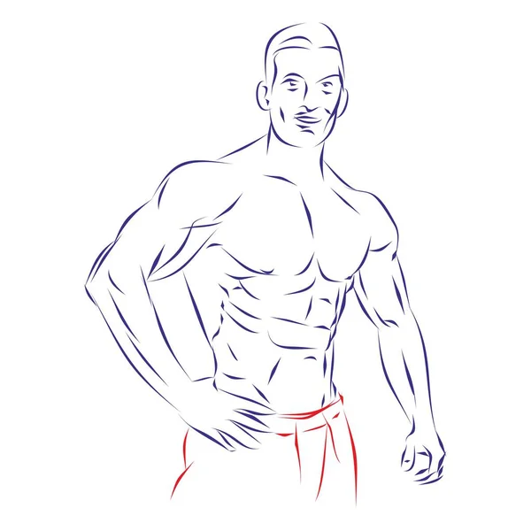スポーツスーツ姿のスポーツマンの連続線描 手描きベクトルイラスト — ストックベクタ